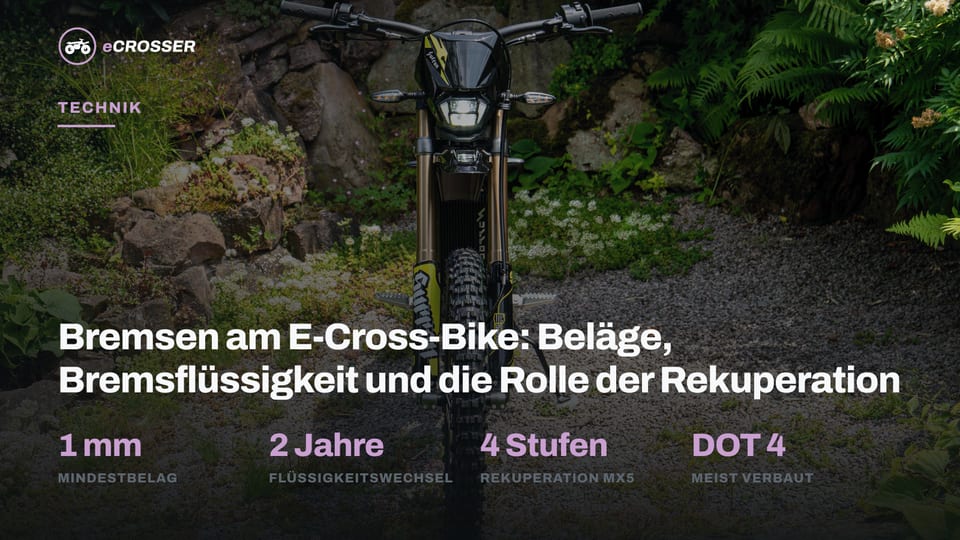 Bremsen am E-Cross-Bike: Beläge, Bremsflüssigkeit und die Rolle der Rekuperation