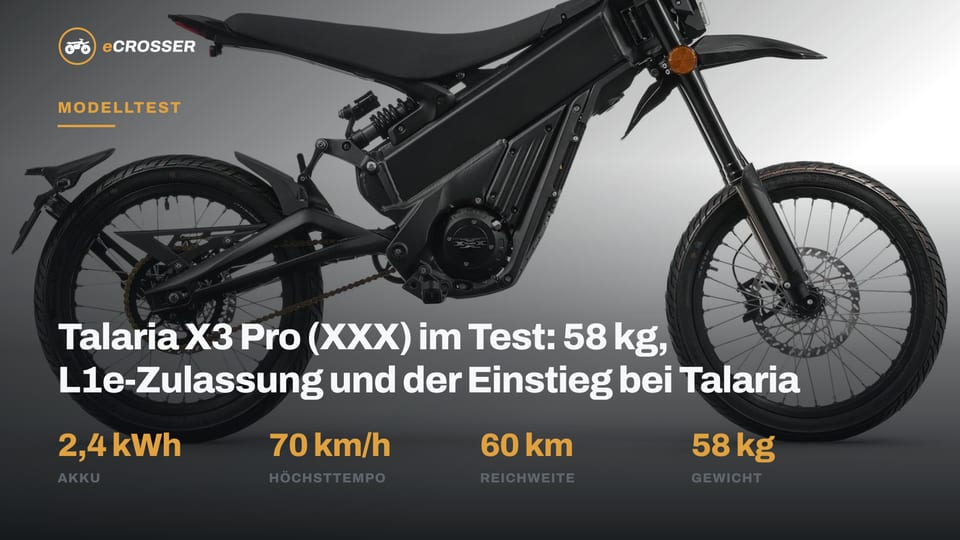 Talaria X3 Pro (XXX) im Test: 58 kg, L1e-Zulassung und der Einstieg bei Talaria