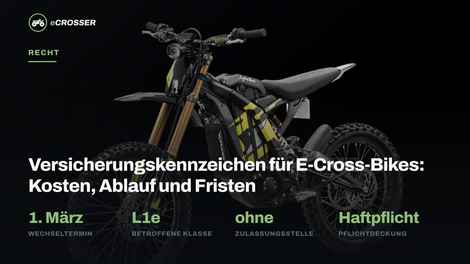 Versicherungskennzeichen für E-Cross-Bikes: Kosten, Ablauf und Fristen