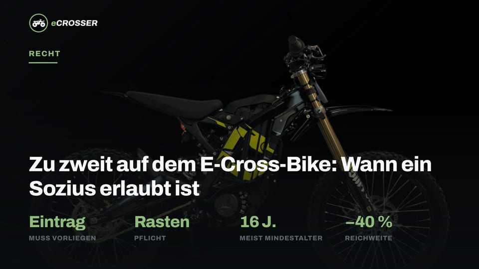 Zu zweit auf dem E-Cross-Bike: Wann ein Sozius erlaubt ist